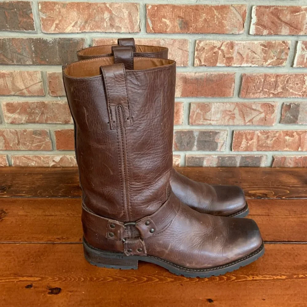 Frye Harness Mahogany Brown Leather Biker Motorcycle Western Boots Size 9 D - Picture 3 of 16